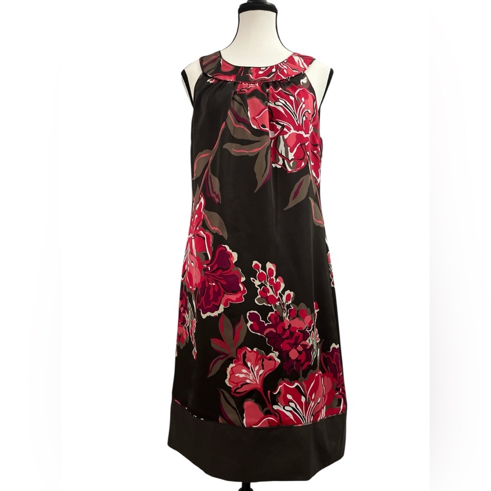 Ann Taylor Dark Brown Floral Sleeveless Shift Dress | Size 6